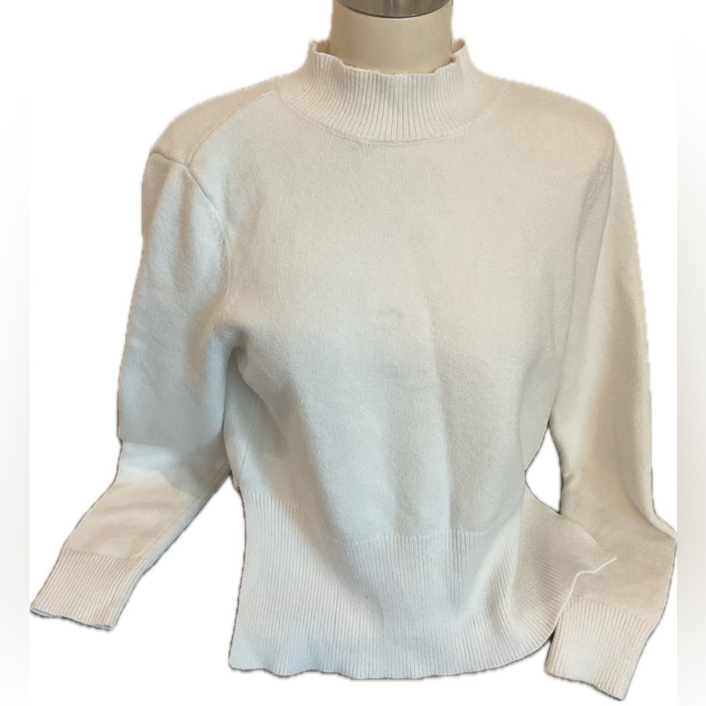 Chic Creamy White Women's Soft Mock Neck  Sweater with Open Back